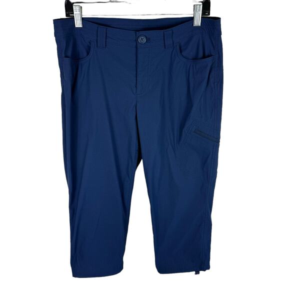 Eddie Bauer Navy Blue Lightweight Cropped Mid Rise Nylon Hiking Pants Size 10 - Picture 1 of 7